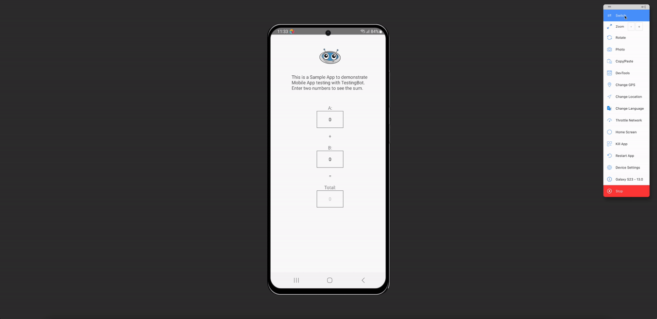 Live App Interface